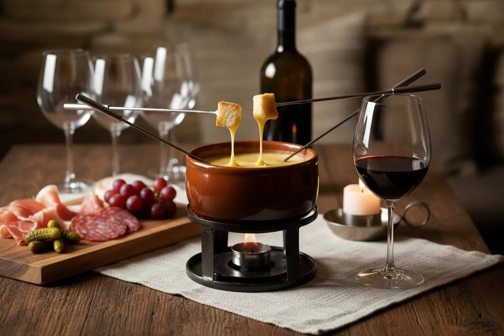 vin rouge et fondue