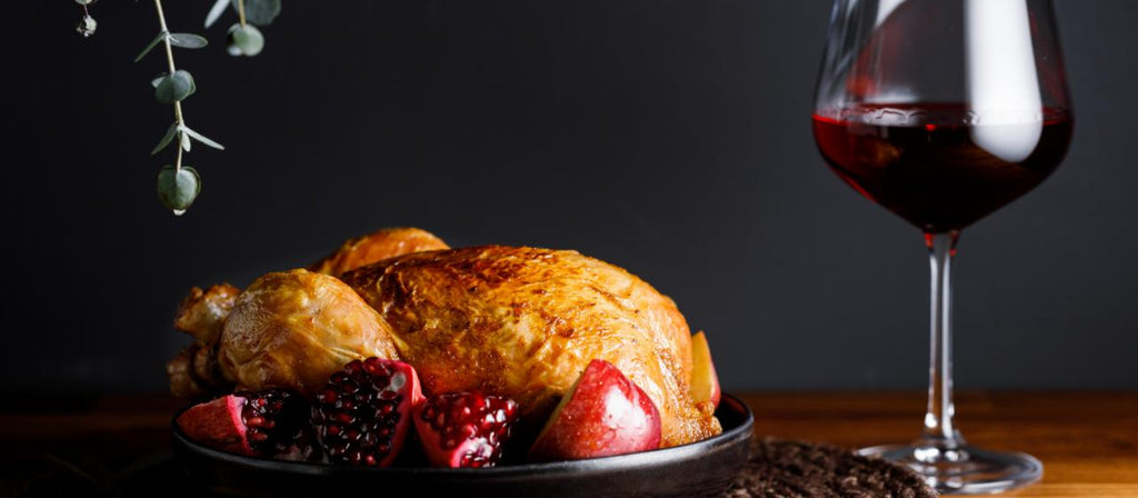 vin et poulet grillé