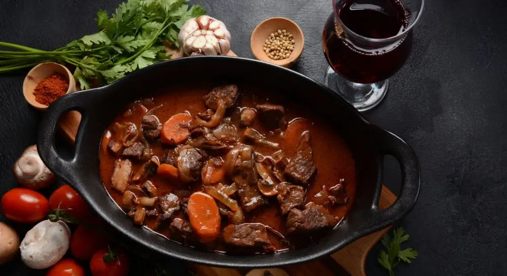 bœuf bourguignon et vin